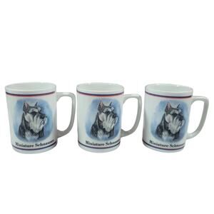Vintage Miniature Schnauzer Dog by R. Maystead set of 3 coffee tea cups